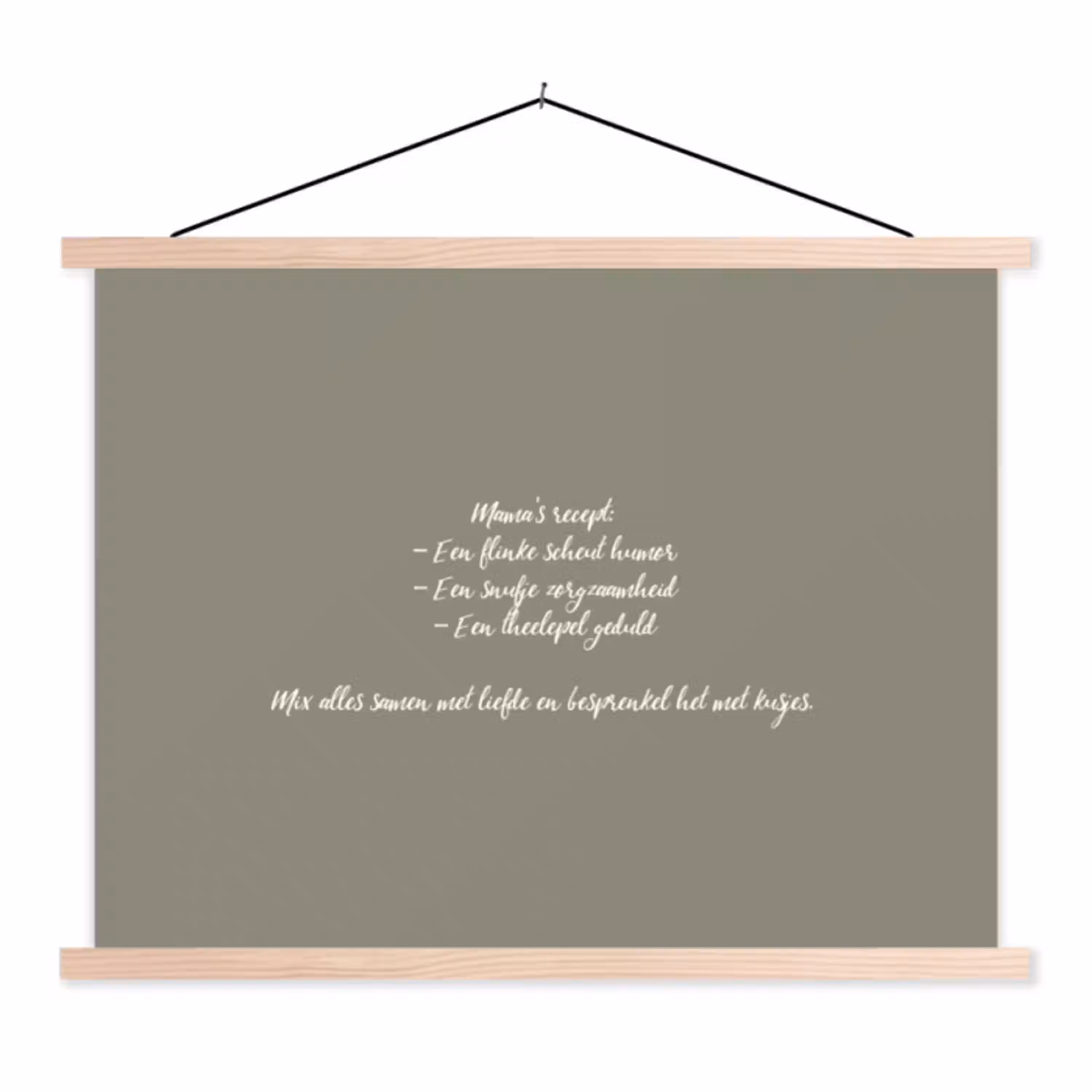Quotes - Ma - Spreuken - Mama's recept - Koken textielposter latten blank klein -3d