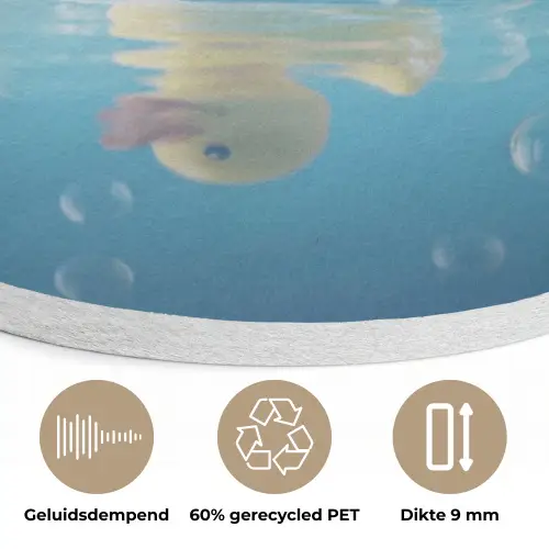 Bubbels - Badeend - Geel Akoestische PET Vilt - Rond klein -closeup_NL