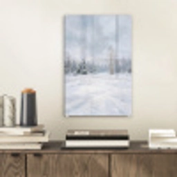 Bospad - Dennen - Sneeuw - Winter - Rustgevend plexiglas 5mm klein -sfeer1