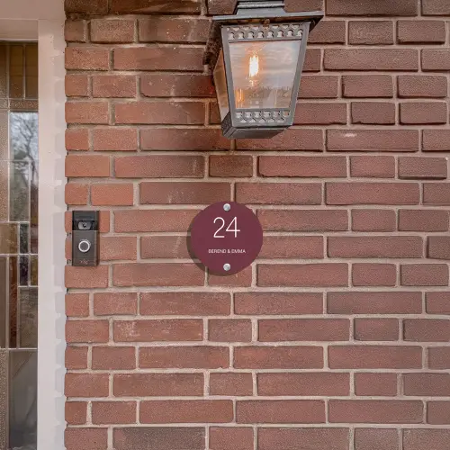 Bordeauxrood - Klassiek Naambord Rond klein -sfeer7-rond-XS
