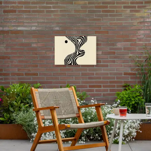Beige - Lijnen - Golvend -  Abstract Tuinposter op houten frame 2 cm dik klein -sfeer3
