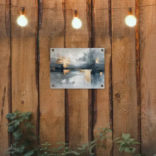 Kunst - Grijs - Goud - Abstract tuinposter los doek klein -sfeer1