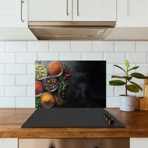 Glazen - Bakjes - Blaadjes - Kruiden keuken achterwand spatscherm klein -sfeer2