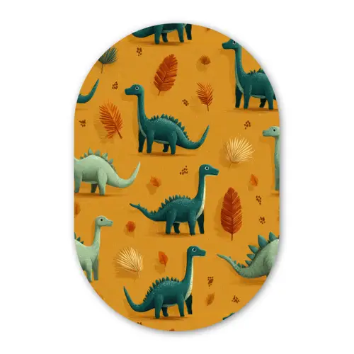 Dinosaurussen - Stekels - Herfstbladeren - Bruin Wandcirkel Ovaal Forex klein -3d