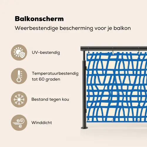 Ruitpatroon - Blauw - Crème Balkonbeschermer Duitsland klein 596 -specs_NL