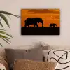 Olifanten - Savanne - Zonsondergang canvas 2cm klein -sfeer1