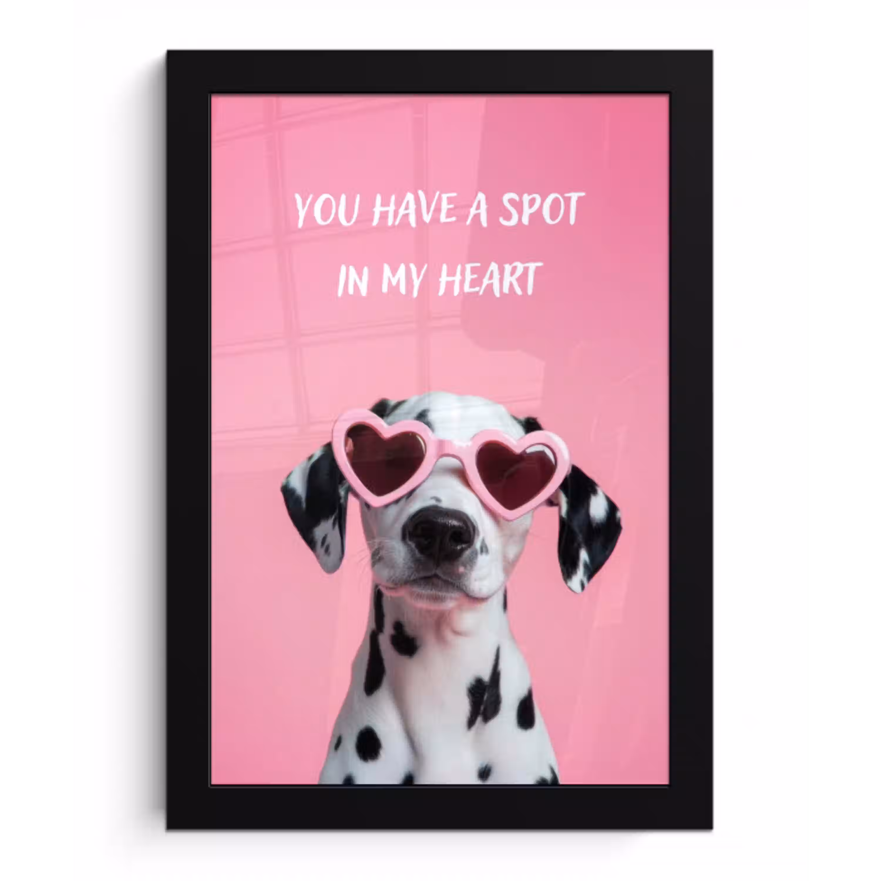 Hartjes - Hond - Valentijn - Roze fotolijst zwart zonder passe partout klein -3d