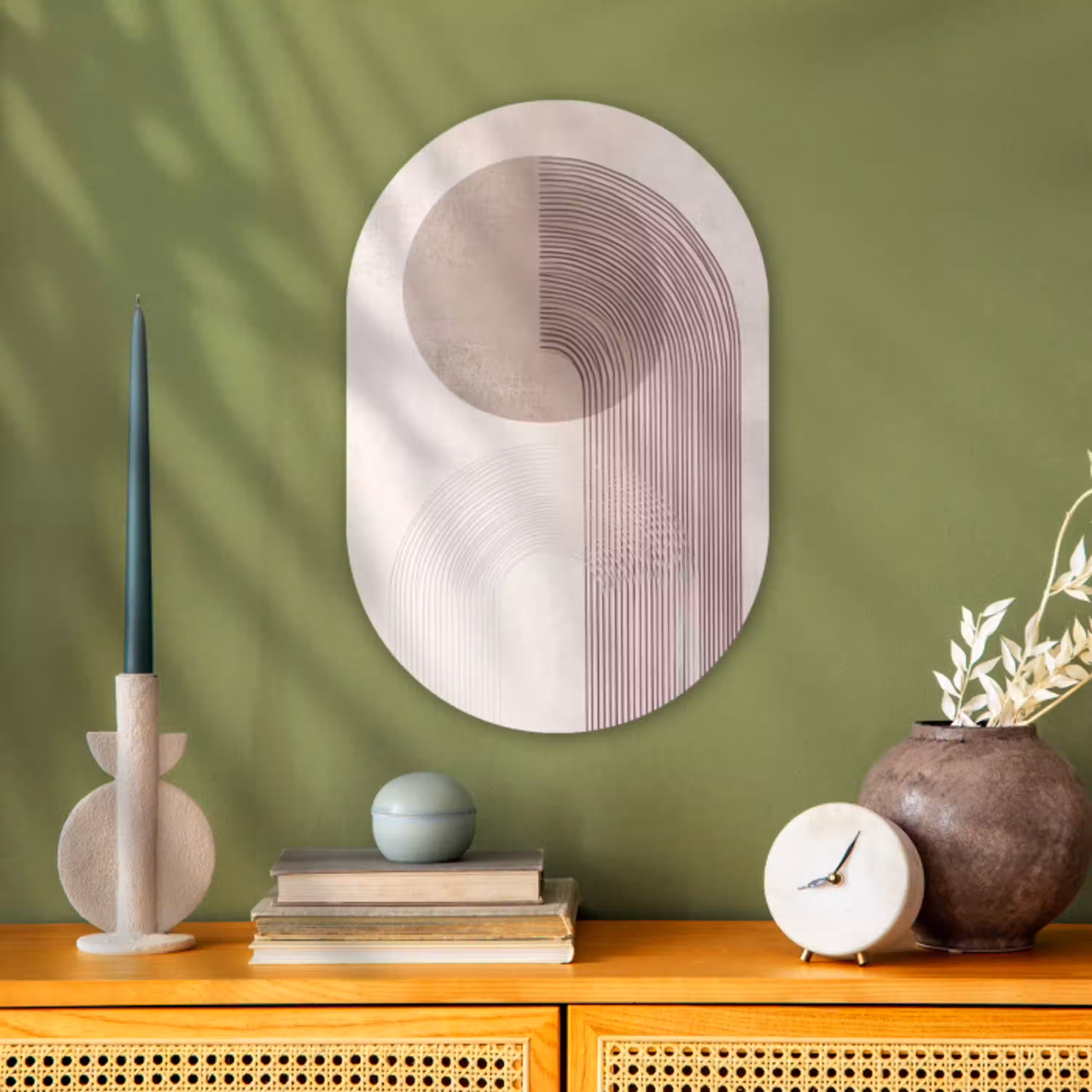 Minimalistisch - Cirkel - Lichtgrijs Wandcirkel Ovaal Forex klein -sfeer2