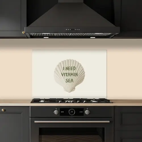 Schelp - Quote - Groen keuken achterwand spatscherm klein -sfeer1