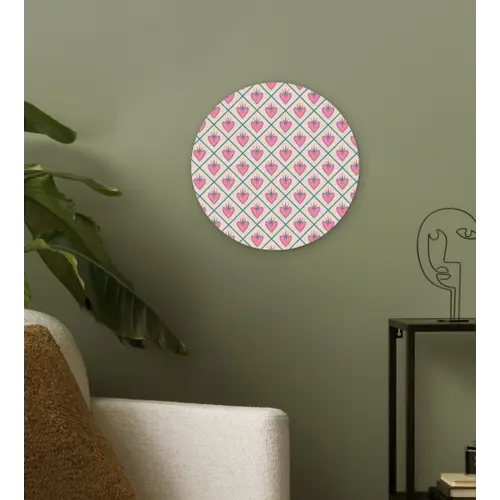 Retro - Ruit - Hartjes - Patroon Wandcirkel plexiglas klein 852 -sfeer3