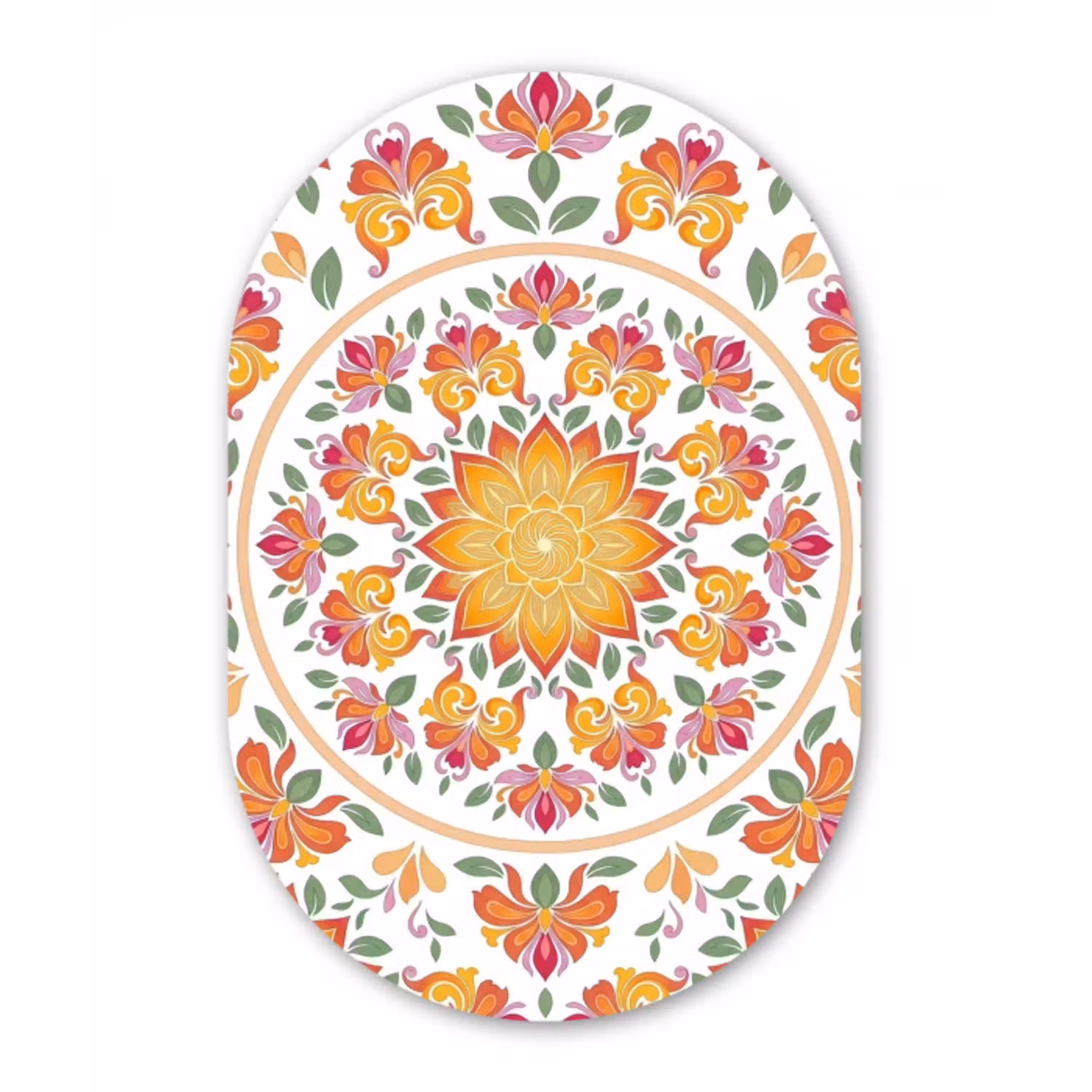 Mandala - Bloemen - Decoratie - Kleurrijk - Abstract Wandcirkel Ovaal Aluminium middel -3d