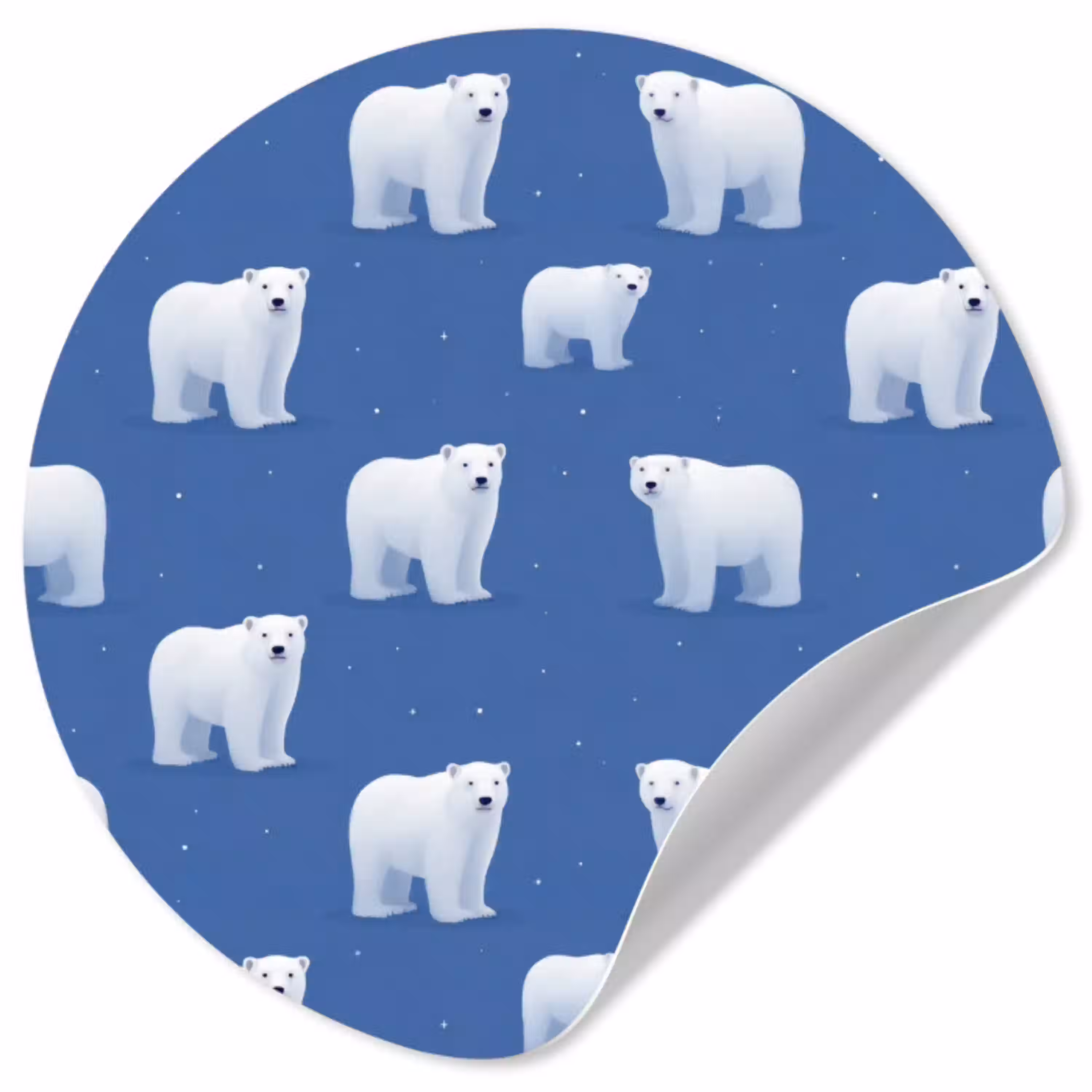 IJsbeer - Patroon - Blauw Wandcirkel behangsticker klein 186 -3d