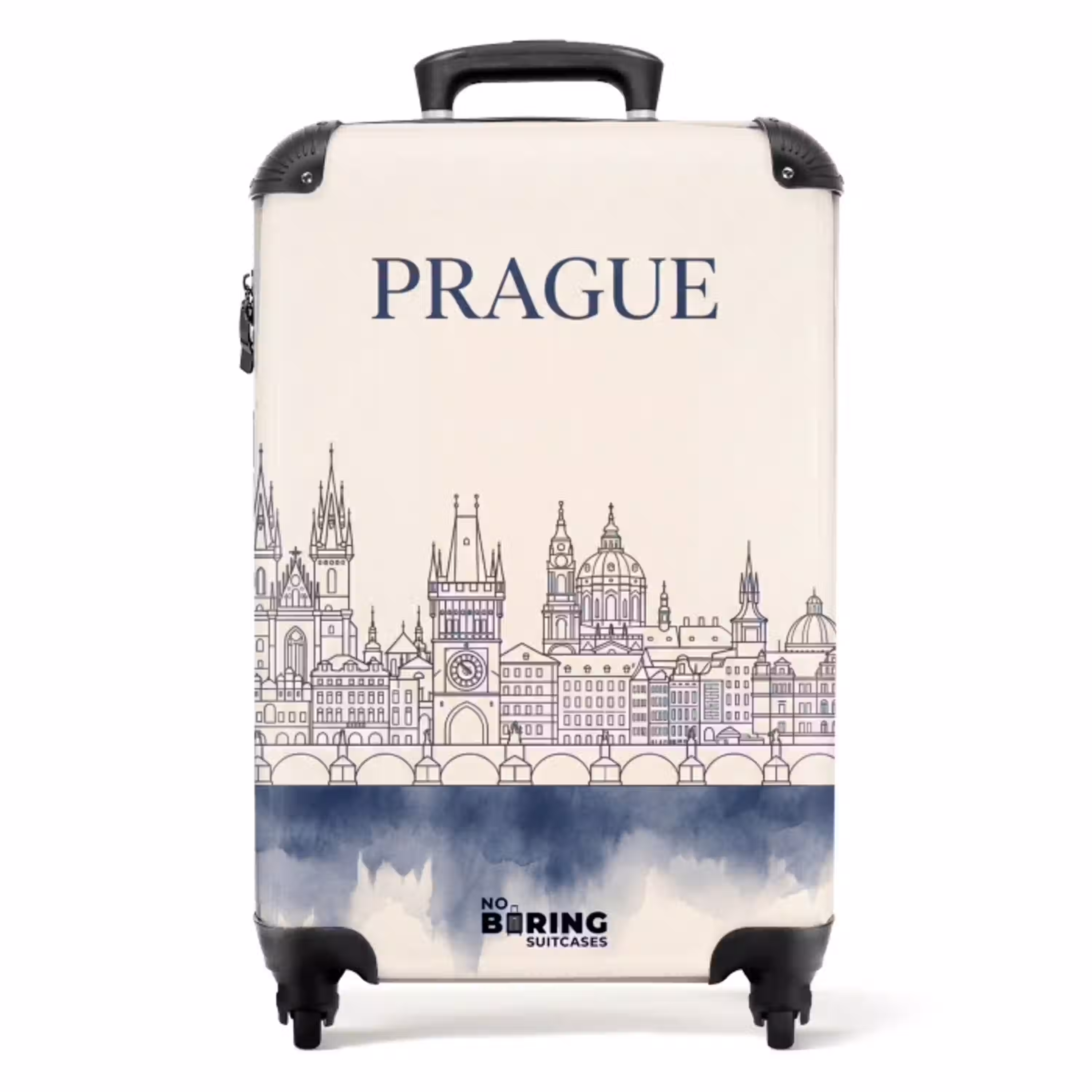 Praag - Skyline - Architectuur - Blauw NBS - Handbagage koffer - Volwassenen Unisex middel -productfoto_recht
