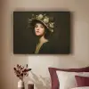 Bloemenhoed - Portret - Vrouw Textielframe zwart klein -sfeer1