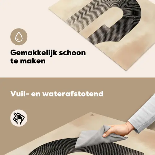 Boog -  Strepen - Minimalistisch - Zwart Inductie beschemer met haakjes klein -ky-schoon-nl