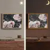 Vintage - Rozen - Romantisch - Bloemen Light Box met batterij (Wandlamp) middel -sfeer3