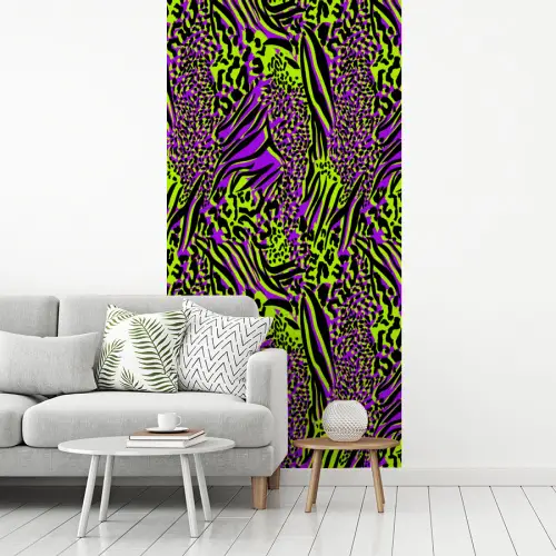 Neon - Paars - Dieren - Patroon fotobehang vinyl groot 64 -woonkamer