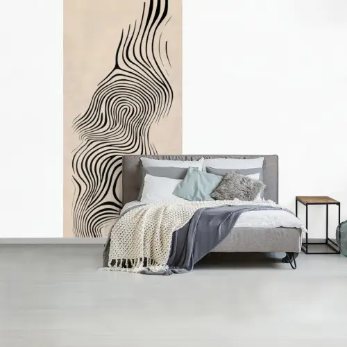 Lijnen - Abstract - Golvend - Zwart fotobehang vinyl groot -slaapkamer