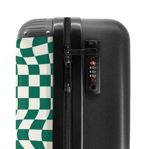Patronen - Optische illusie in groen en wit NBS - Handbagage koffer - Kinderen Unisex middel -slot