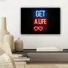 Gaming - Tekst - Get a life - Neon - Zwart canvas 2cm klein -sfeer6