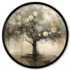 Beige - Abstract - Boom - Goud Fotolijst rond zonder passe partout klein -3d