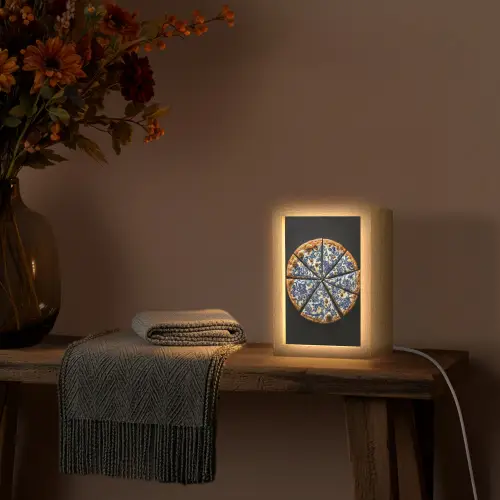 Pizza - Eten - Delftsblauw Light Box met kabel (Tafellamp) klein -sfeer4