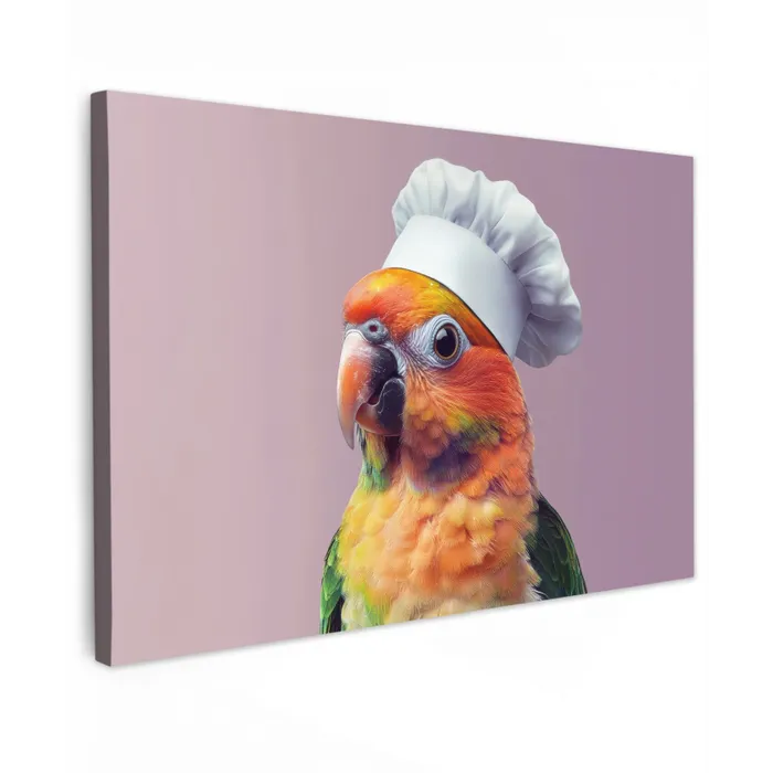 Papegaai - Koksmuts - Nieuwsgierig - Vogel canvas 2cm klein -z3d