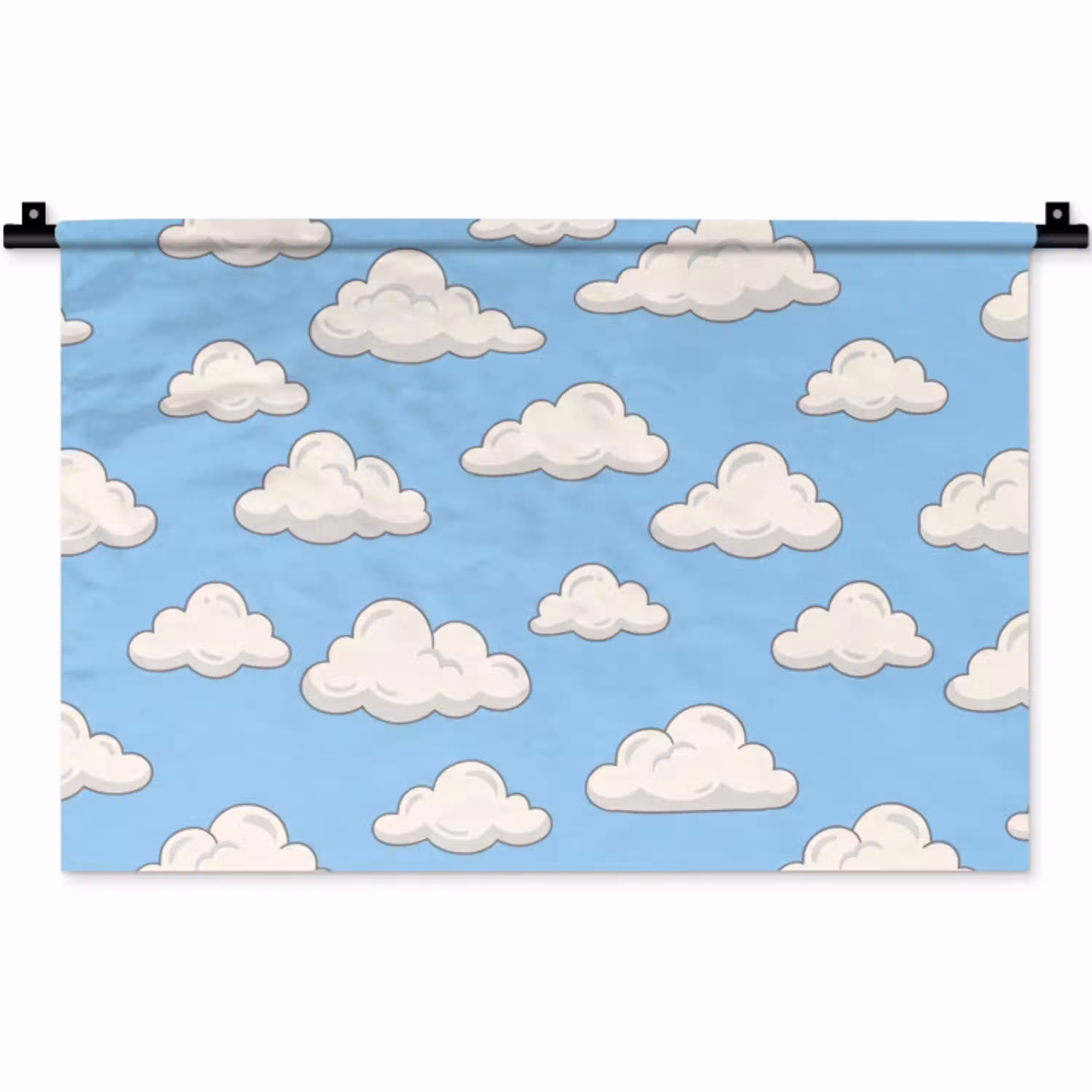 Wolk - Cartoon - Lucht - Blauw - Wit Wandkleed katoen klein -zz3d