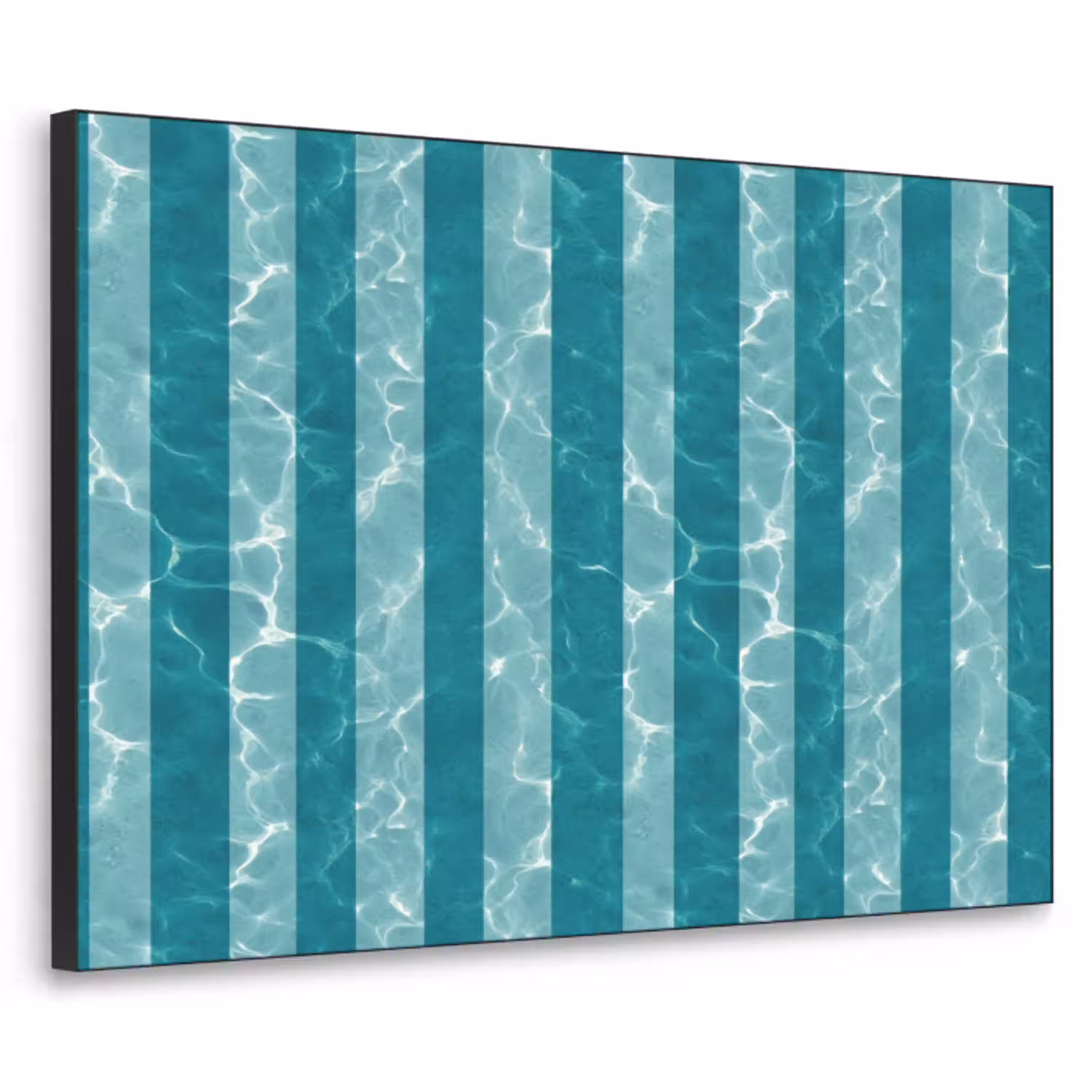 Zwembad - Strepen - Groen Textielframe zwart klein 947 -3d