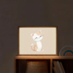 Kat - Kitten - Beige Light Box met batterij (Wandlamp kind) middel -sfeer1_kind