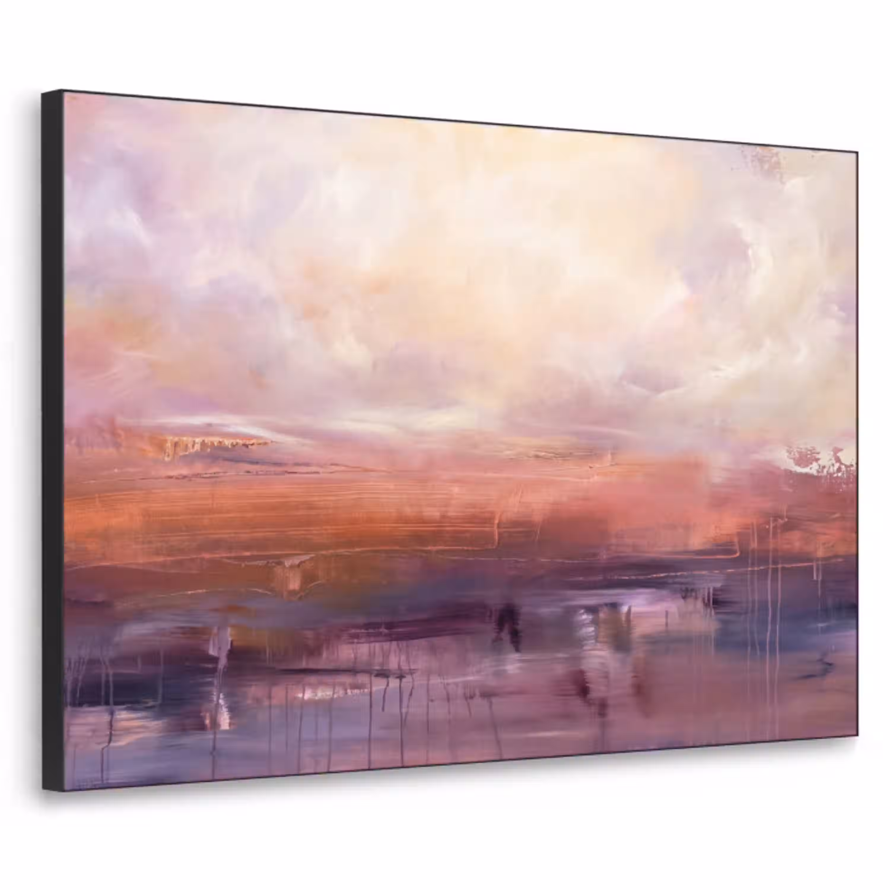 Abstract - Landschap - Modern - Paars - Oranje Textielframe zwart klein -3d