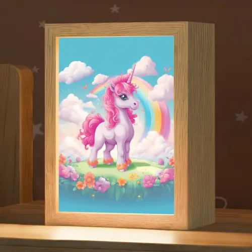 Unicorn - Meisjes - Bloemen - Regenboog - Eenhoorn Light Box met kabel klein -zzz_3d_website