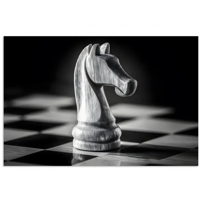 Paard - Hout - Schaalbord - Zwart poster papier klein -3d
