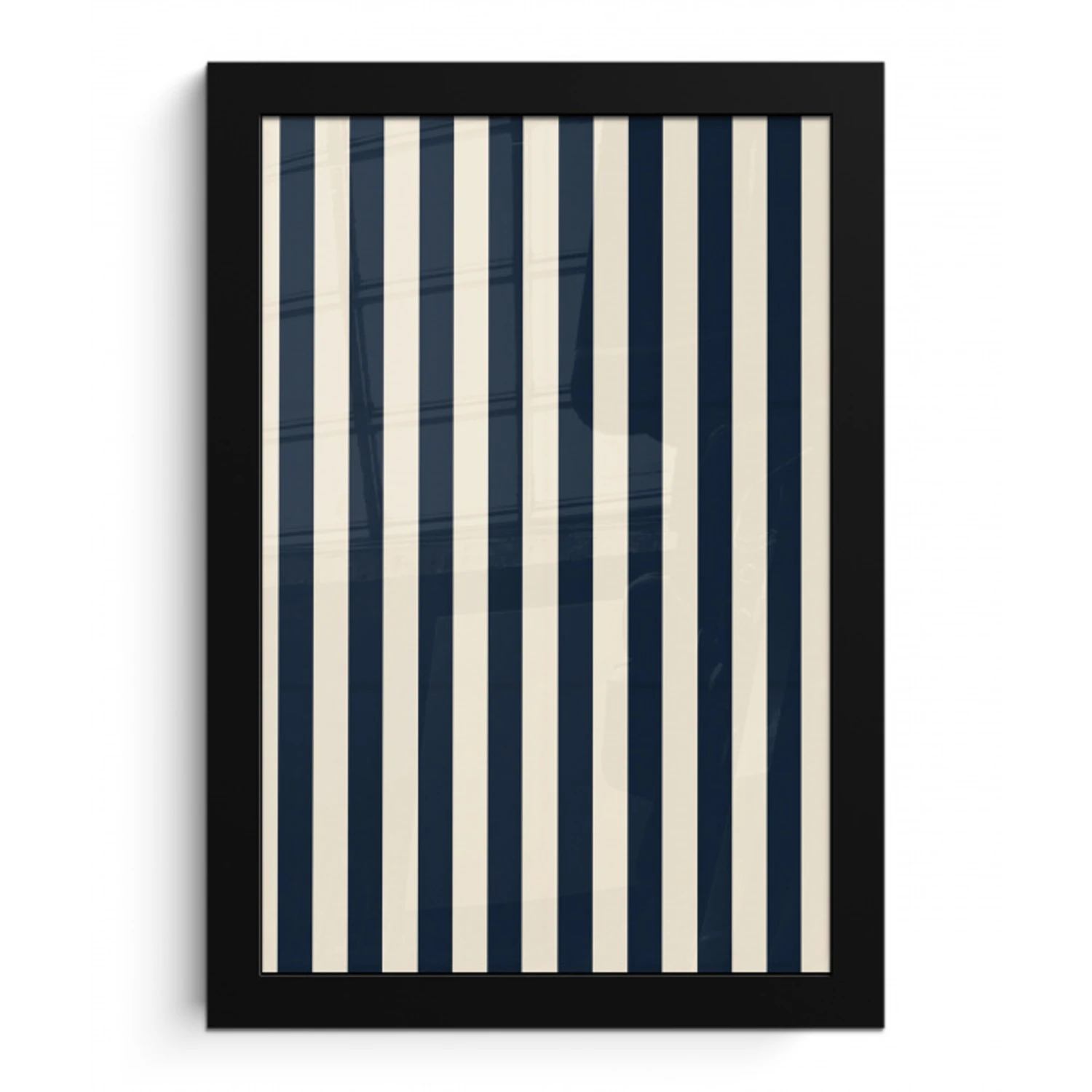 Verticale strepen - Blauw - Crème fotolijst zwart zonder passe partout klein 224 -3d