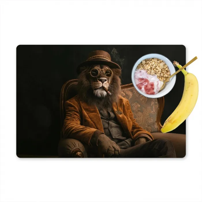 Bril - Leeuw - Bank - Hoed Placemat vinyl groot -zzzproduct_Kitchenyeah-website