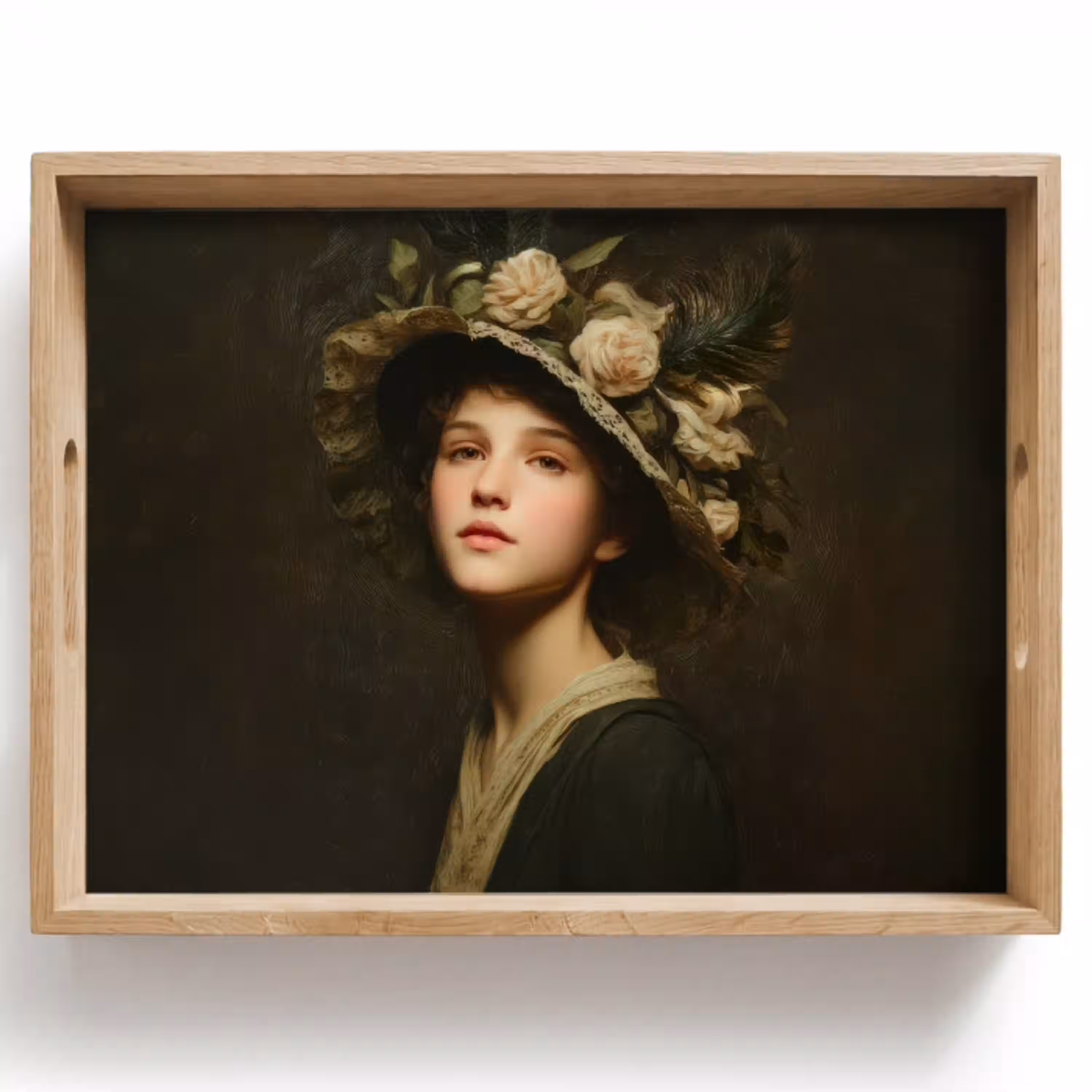 Bloemenhoed - Portret - Vrouw Dienblad Rechthoek middel -z3d_shopping