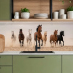 Kudde paarden - Stofwolk - Bruin - Zwart keuken achterwand 2 middel -sfeer3
