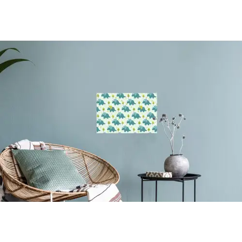Triceratop - Blauw - Stippen - Boompjes Muursticker klein -plant