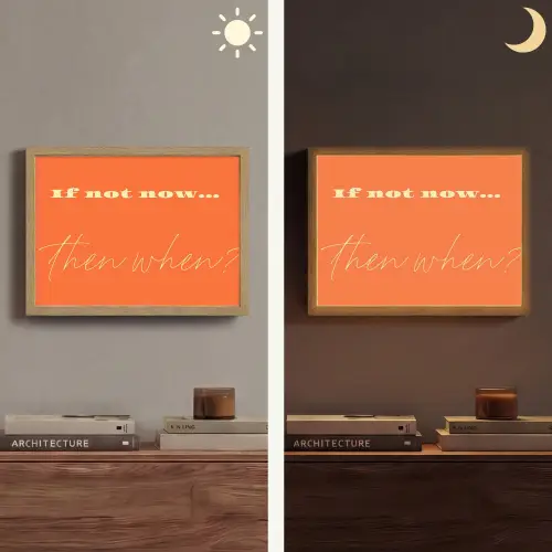 If not now then when - Oranje - Geel - Levendig Light Box met batterij (Wandlamp) middel -sfeer3