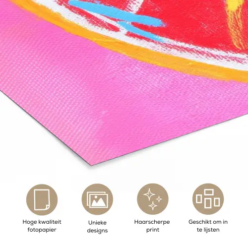 Grapefruit - Geschilderd - Roze - Strepen poster papier klein -closeup_NL