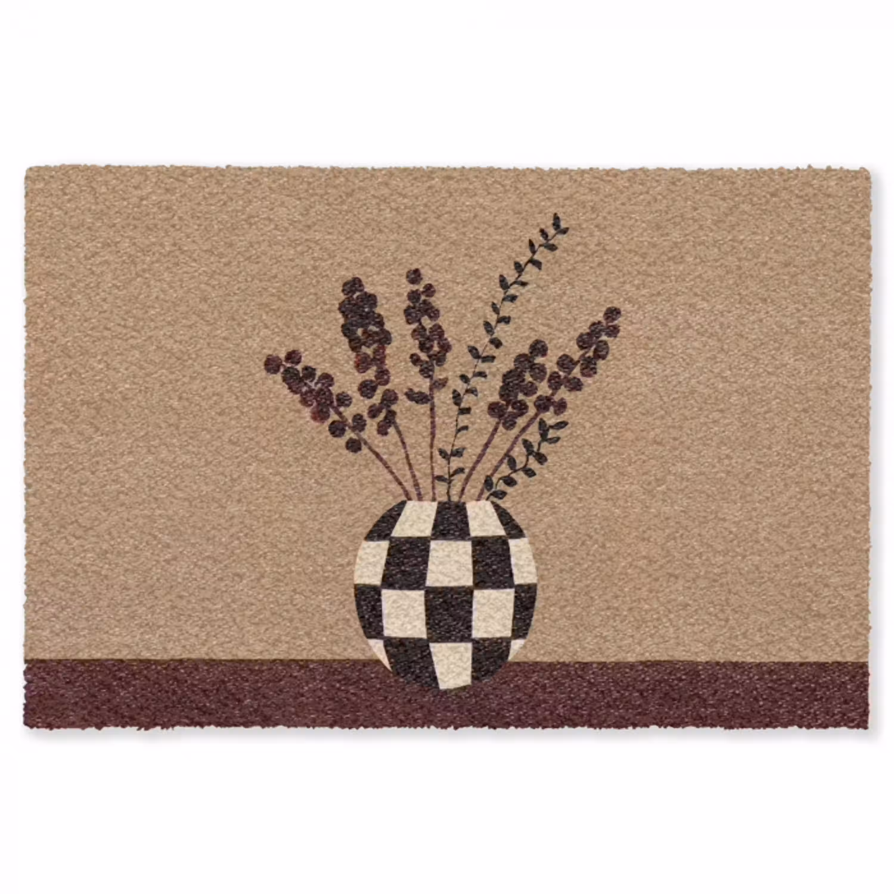Minimalistisch - Vaas - Bloemen - Bruin Vloerkleed Rechthoek klein -3d