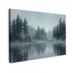 Bos - Meer - Mist - Natuur - Grijs canvas 2cm klein -z3d