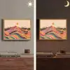 Zon - Kleurrijk landschap - Bergen Light Box met batterij (Wandlamp) middel -sfeer3