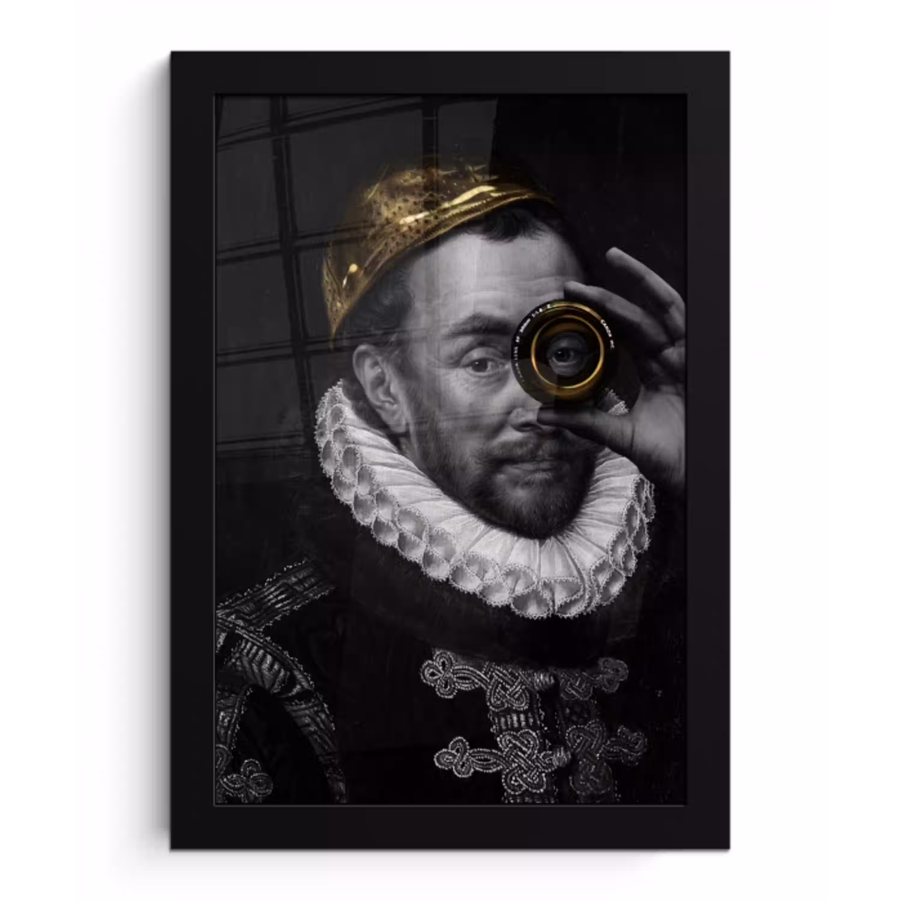 Willem van Oranje - Adriaen Thomasz - Goud - Lens fotolijst zwart zonder passe partout klein -3d