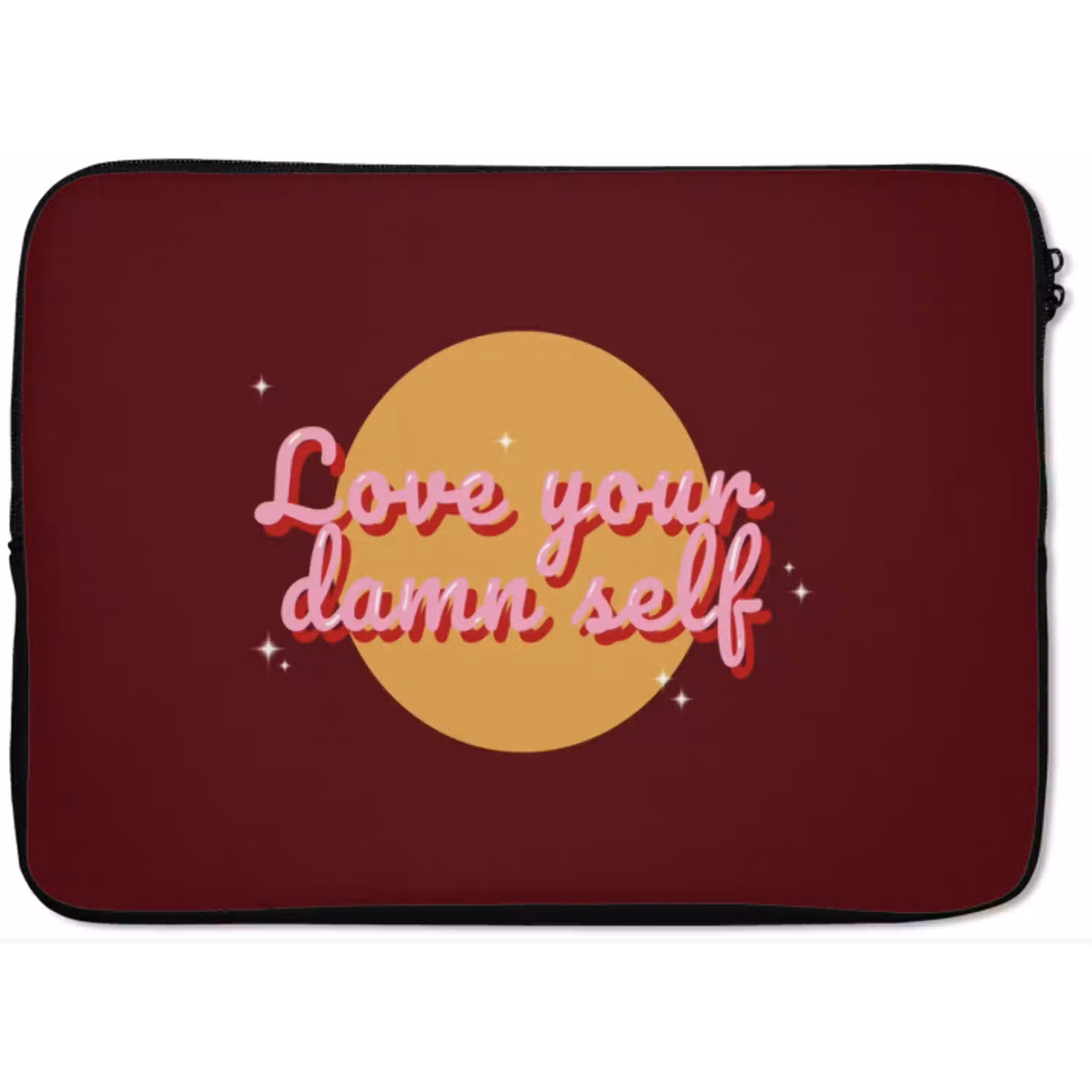 love your damn self - Cirkel - Glitter - Rood laptophoes neopreen klein -zkaufland3dotto