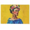 Frida Kahlo - Vrouw - Geel - Blauw - Bloemen Deurmat klein -zkaufland3d