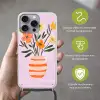 Vaas - Gestreept - Bloemen - Oranje Hoesje iPhone 16 Pro Max met koord klein -sfeer2_NL