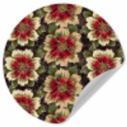 Bloemen - Klassiek - Patroon - Rood Wandcirkel behangsticker klein 186 -3d