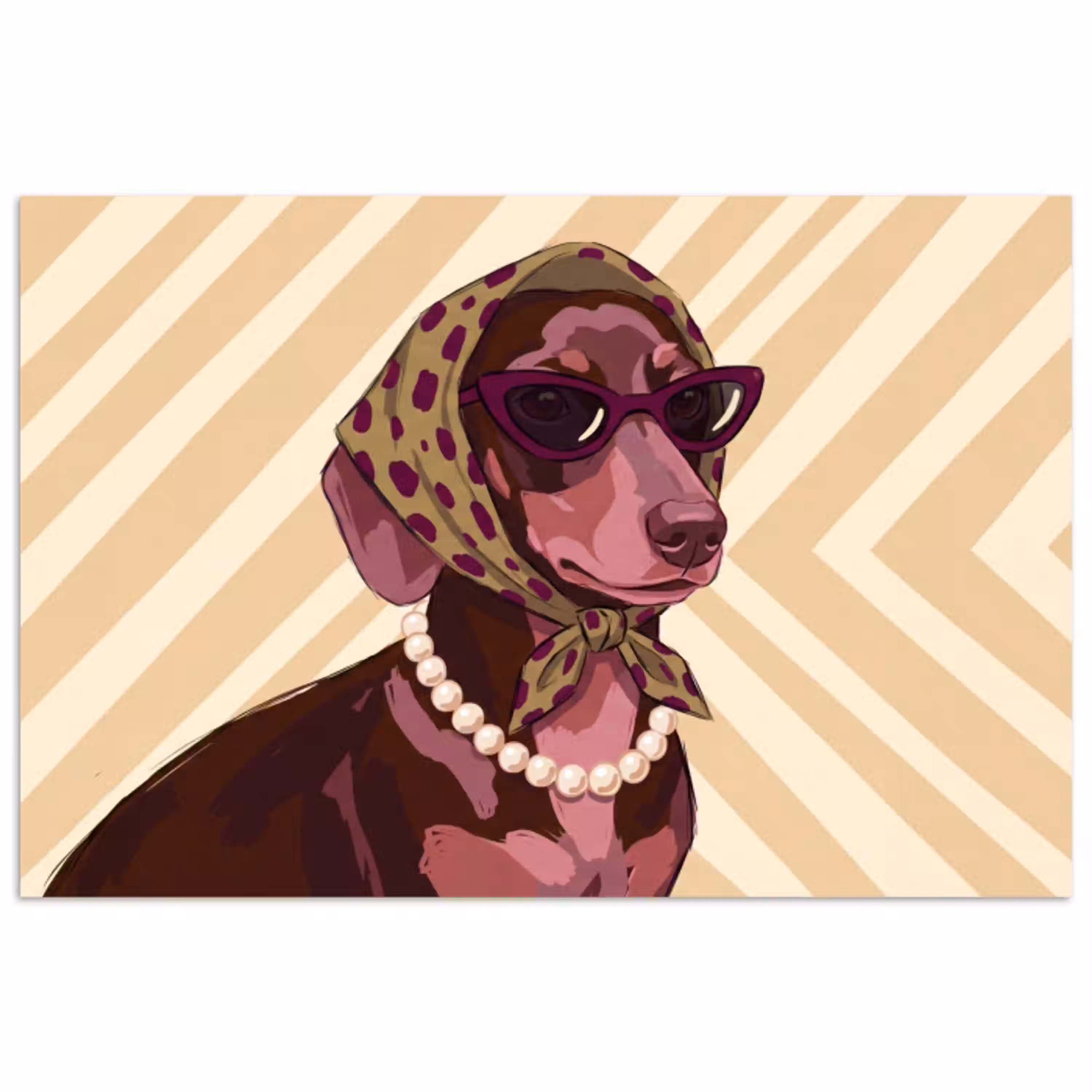 Hond - Zonnebril - Hoofddoek - Dieren - Modern poster papier klein -3d