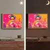 Vrouw - Zonnebril - Abstract - Oranje Light Box met batterij (Wandlamp) middel -sfeer3